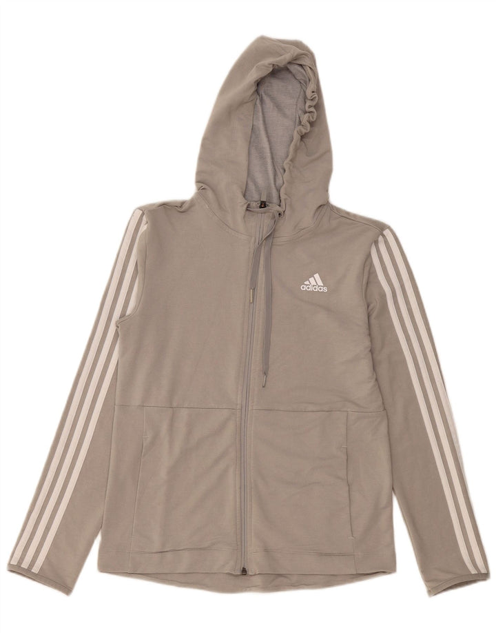 Felpa con cappuccio e zip da donna Adidas UK 8/10 piccola viscosa grigia