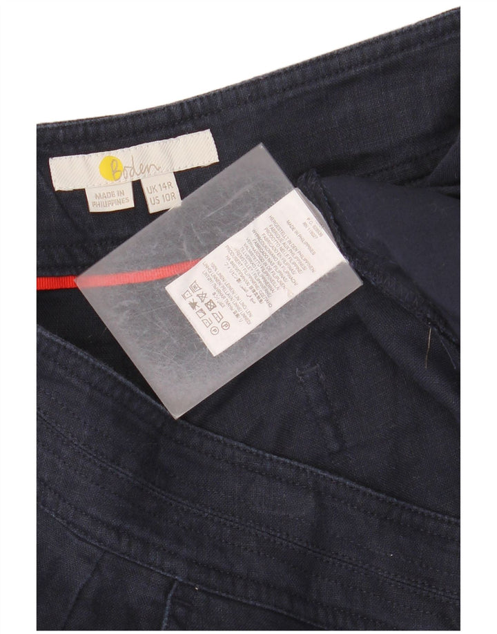 BODEN Pantaloni corti da donna a gamba larga UK 14 Large W34 L25 Lino blu navy