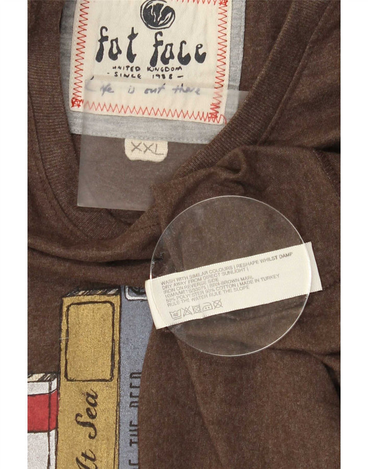 T-shirt grafica da uomo Fat Face Top 2XL cotone marrone