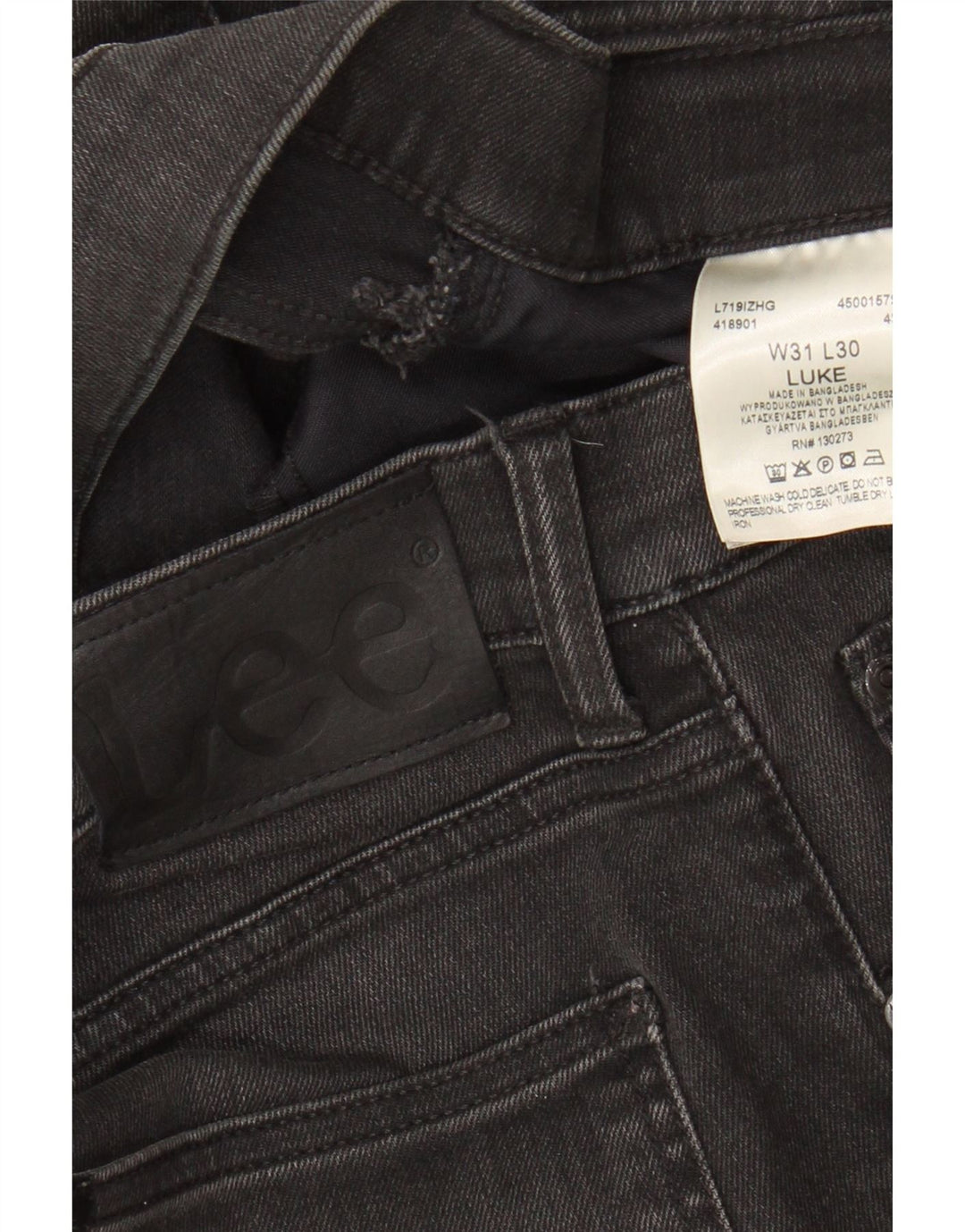 Jeans dritti Luke da uomo LEE W31 L30 in cotone nero