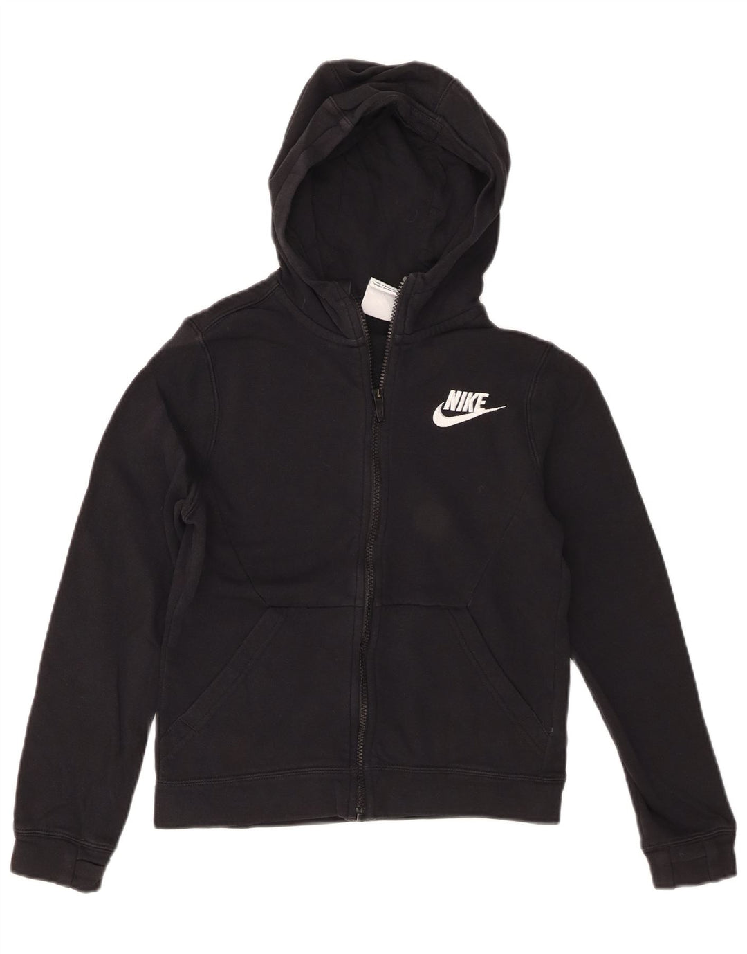 Felpa con cappuccio e zip Nike per ragazzi, 10-11 anni, cotone nero medio