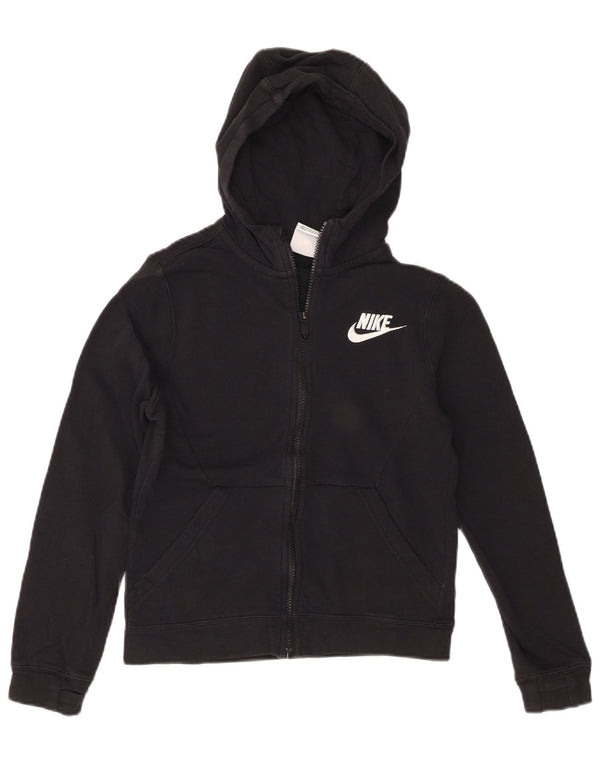 Felpa con cappuccio e zip Nike per ragazzi, 10-11 anni, cotone nero medio