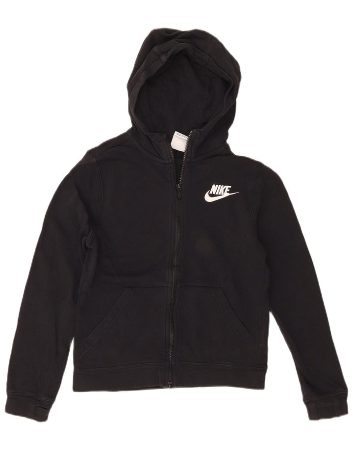Felpa con cappuccio e zip Nike per ragazzi, 10-11 anni, cotone nero medio