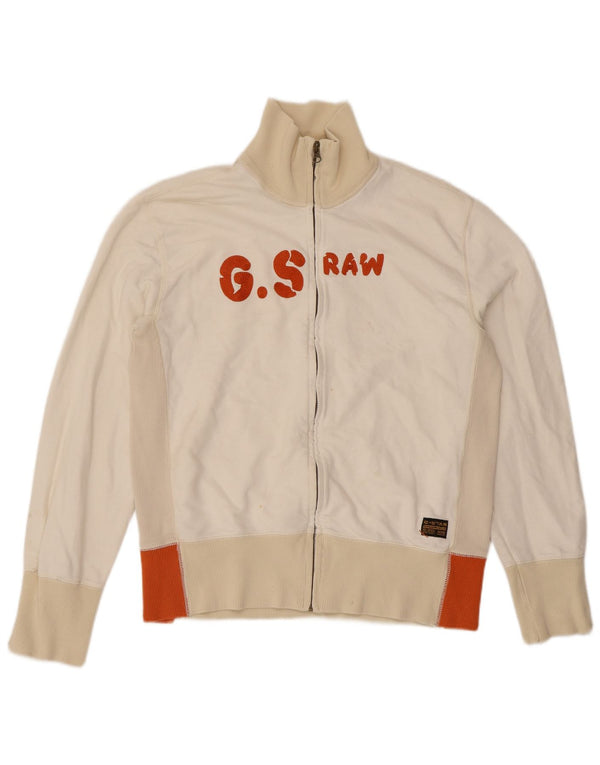 Giacca da ginnastica grafica da uomo G-Star, grande, cotone color block bianco