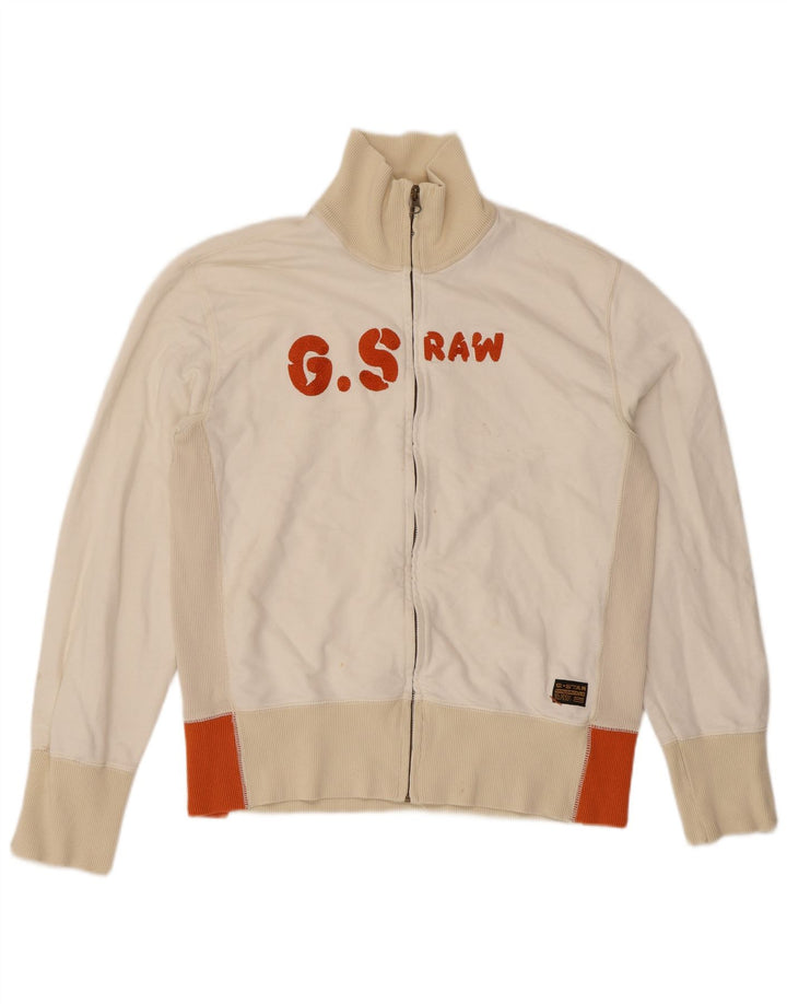 Giacca da ginnastica grafica da uomo G-Star, grande, cotone color block bianco