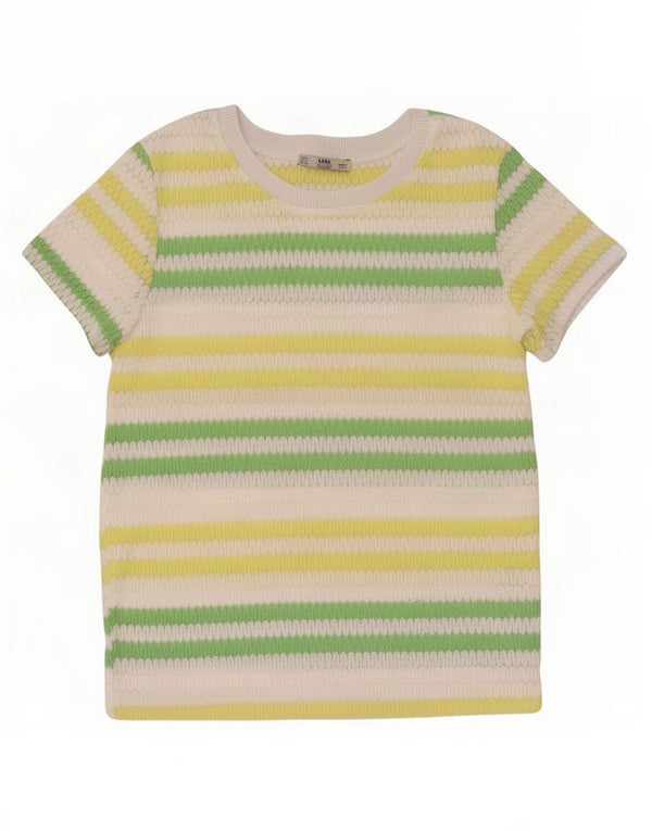Top Zara da donna in maglia lavorata a maglia UK 10 piccolo poliestere a righe multicolore