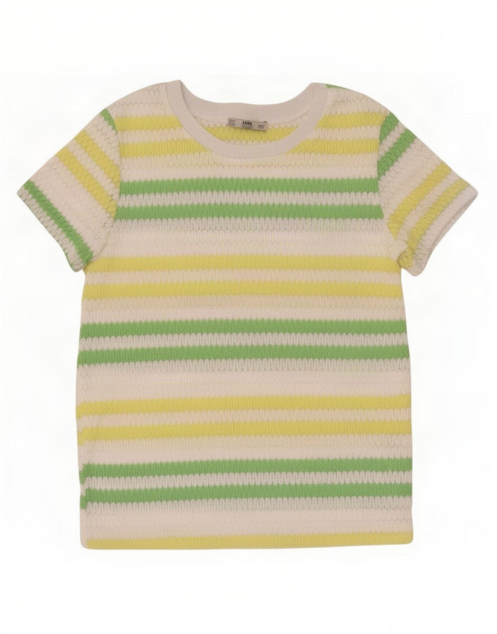 Top Zara da donna in maglia lavorata a maglia UK 10 piccolo poliestere a righe multicolore
