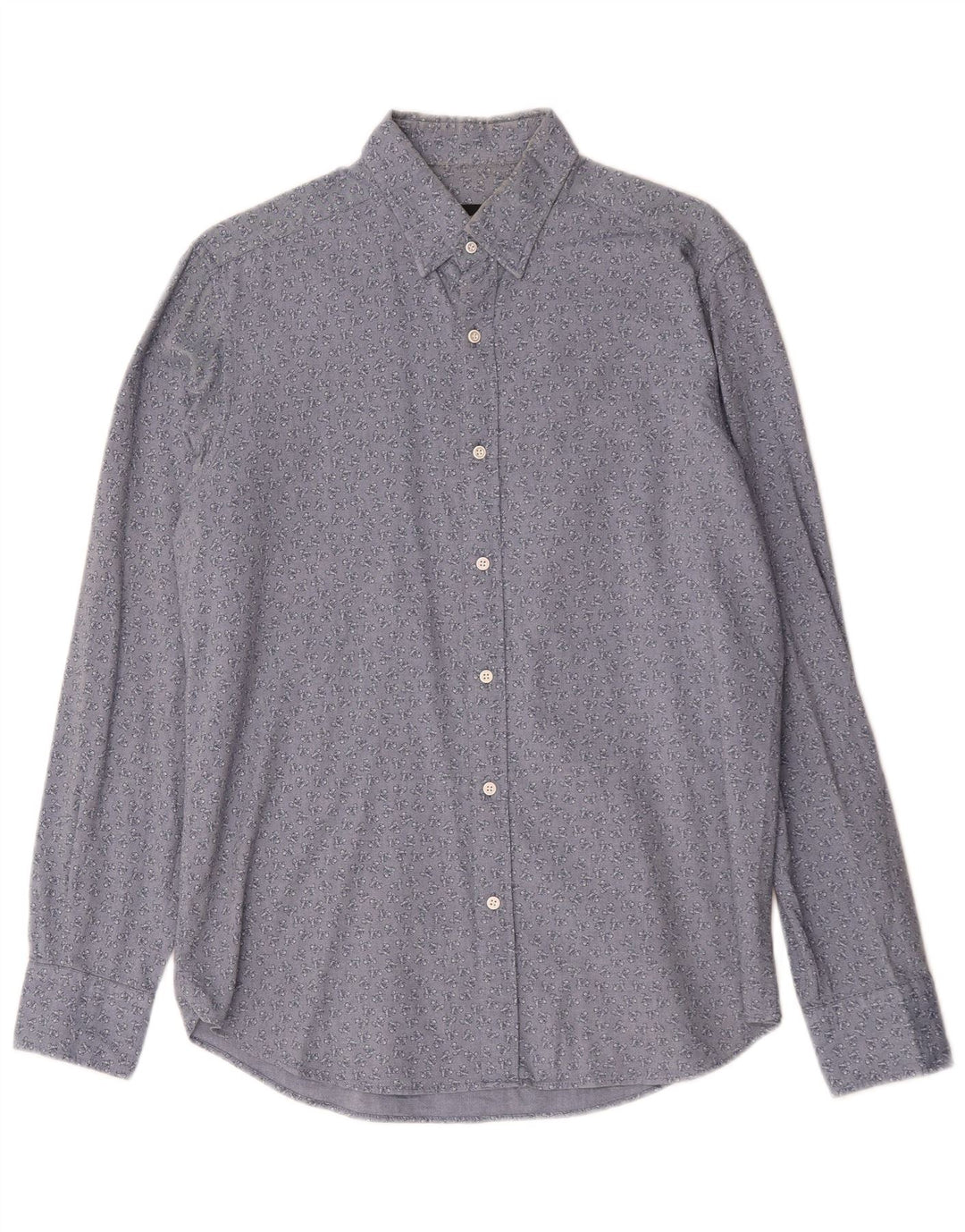 Camicia da uomo con motivo astratto Massimo Dutti in cotone floreale blu medio