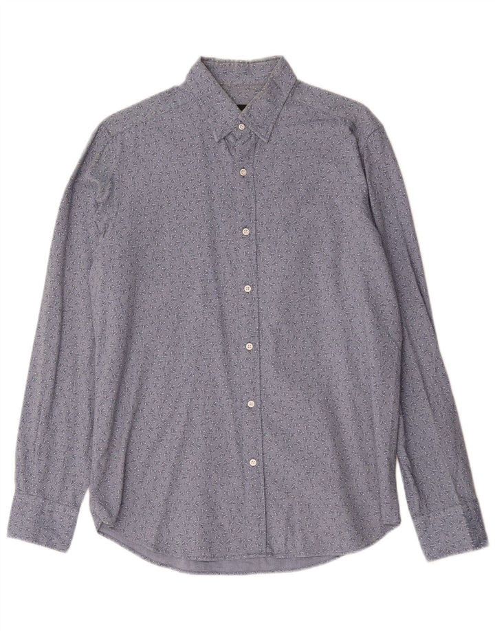 Camicia da uomo con motivo astratto Massimo Dutti in cotone floreale blu medio