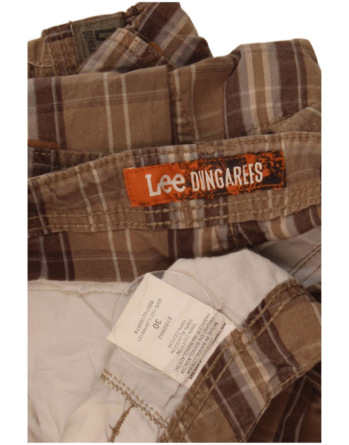 Pantaloncini cargo da uomo Lee W30 in cotone scozzese marrone medio