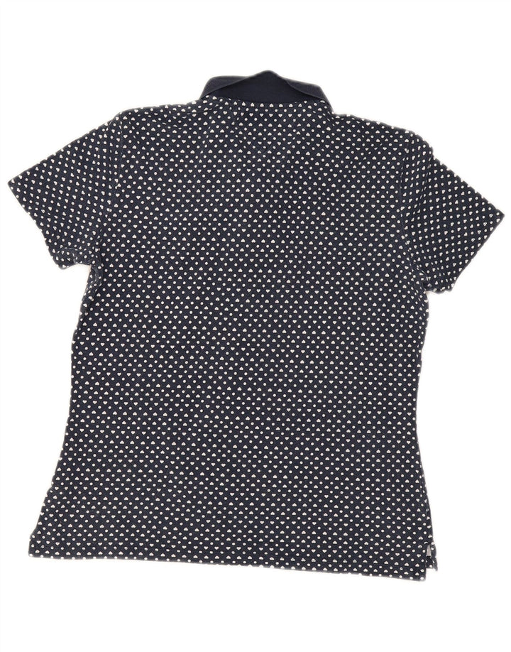 TOMMY HILFIGER Polo da donna UK 12 Medium Navy Blue Spotted