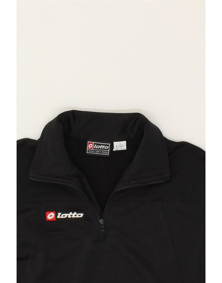 LOTTO Boys Graphic Zip Neck Sweatshirt Jumper 9-10 Years Small Black Vintage Lotto and Second-Hand Lotto from Messina Hembry 