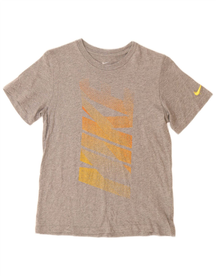 T-shirt grafica da ragazzo Nike Top 10-11 anni in cotone grigio medio