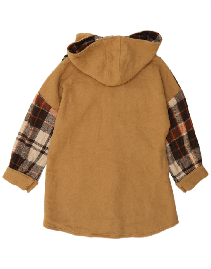 Pierre Cardin Camicia da donna overshirt in flanella UK 14 a quadretti marrone medio