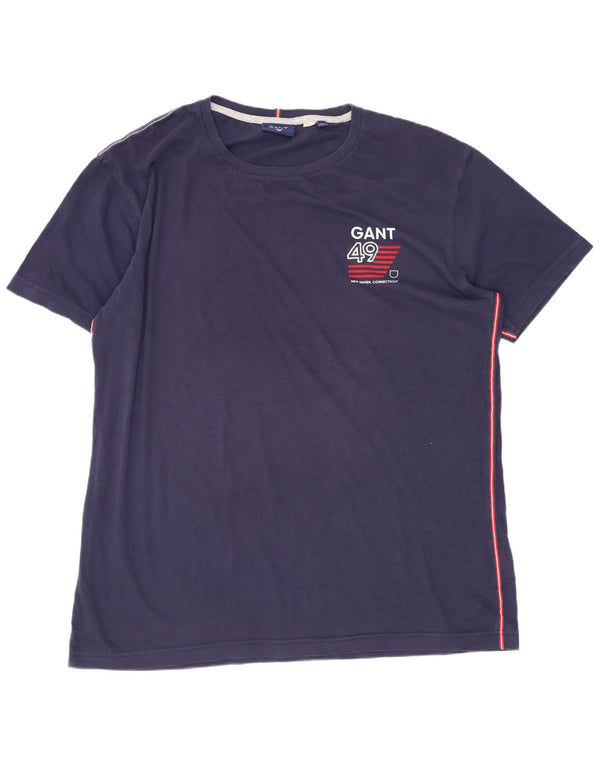 T-shirt grafica da uomo Gant Top 2XL cotone blu navy