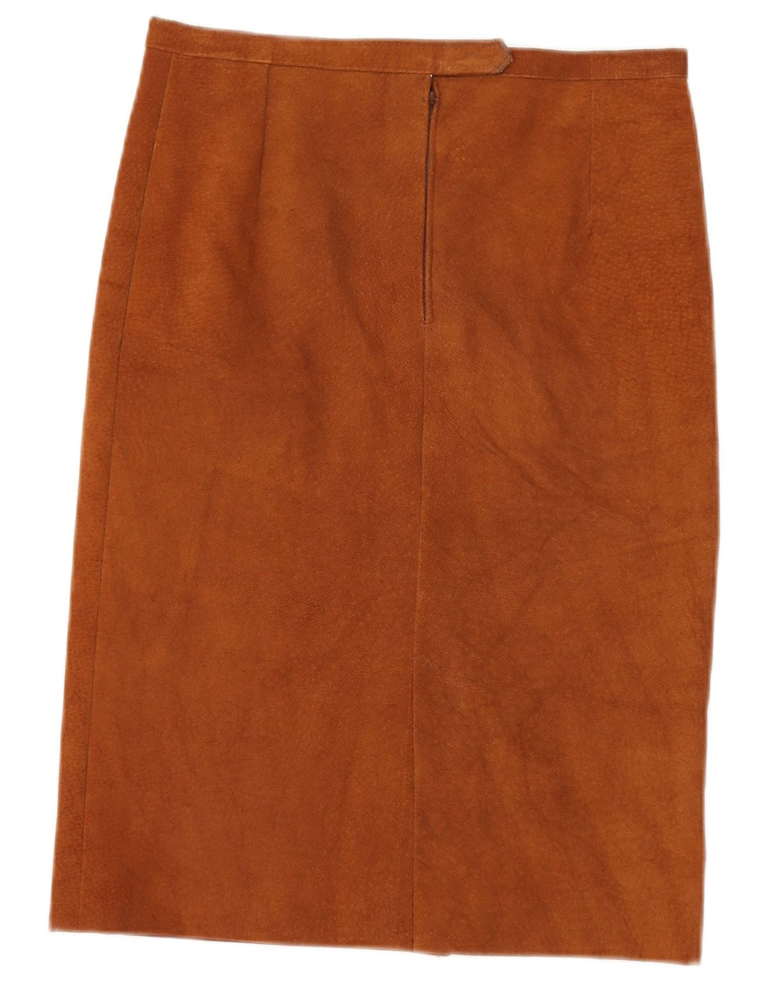 Gonna dritta vintage in pelle scamosciata da donna W30 marrone medio