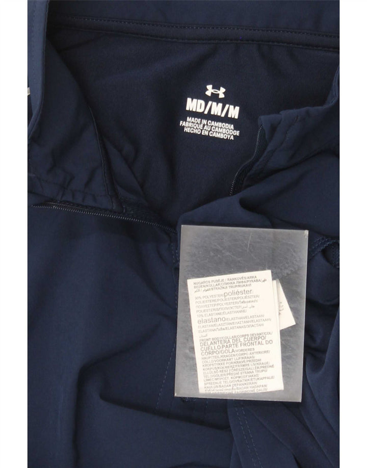 Maglia da ginnastica Under Armour da uomo con grafica e collo con zip, colore blu navy medio