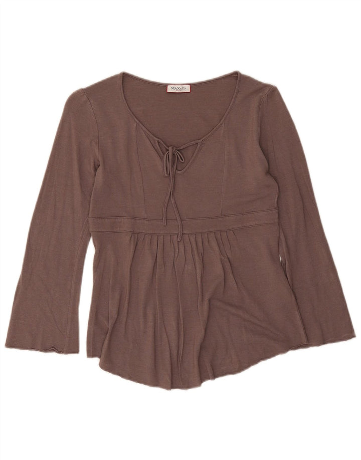 Max & Co. Top da donna manica 3/4 UK 12 Viscosa marrone medio