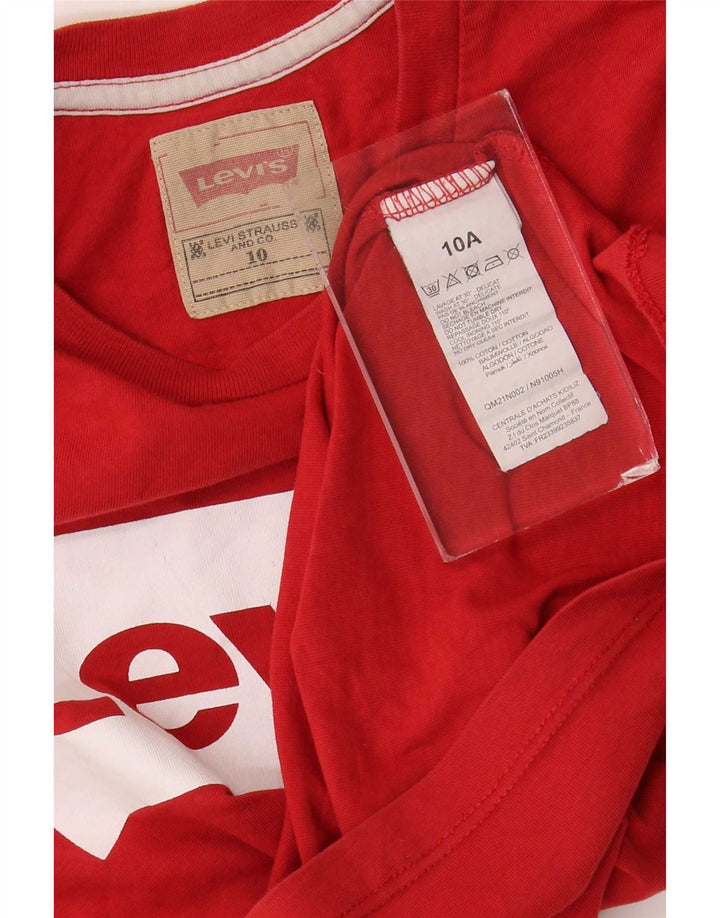 Levi's Boys Graphic Top manica lunga 9-10 anni in cotone rosso
