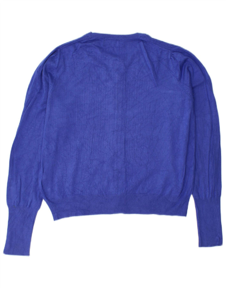 Maglione cardigan da donna Marks & Spencer UK 12 Viscosa blu medio