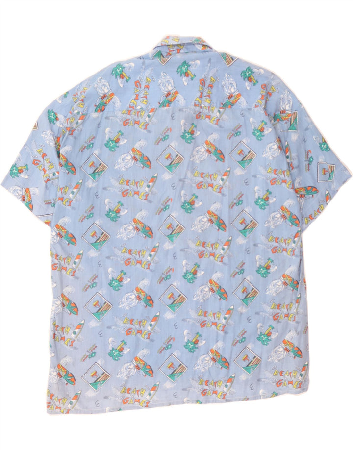 VINTAGE Mens Abstract Pattern Shirt Size 41 /42 Large Blue Beach Vintage Vintage and Second-Hand Vintage from Messina Hembry 