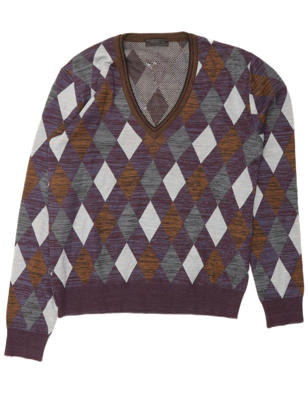 Prada Maglione da uomo con scollo a V IT 50 Designer viola medio