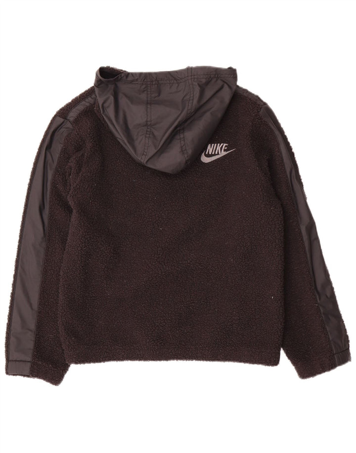 Maglione in pile Nike da ragazzo con zip grafica e collo 10-11 anni, poliestere nero medio