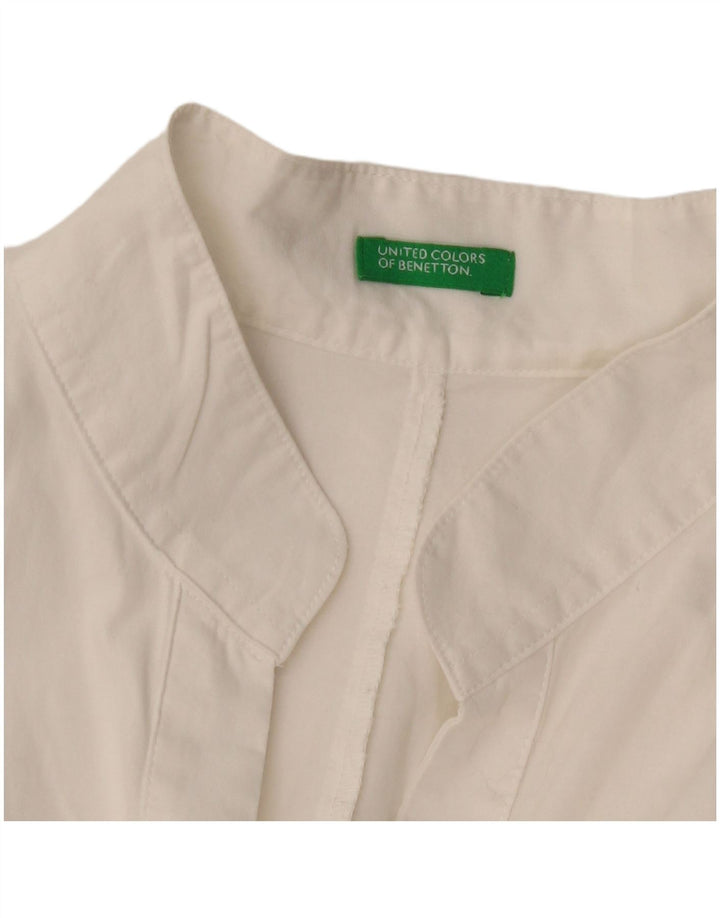 BENETTON Camicia Camicetta da Donna UK 14 Medio Bianco