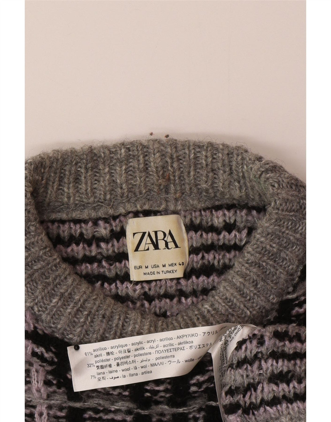 Maglione girocollo da uomo Zara in acrilico grigio medio