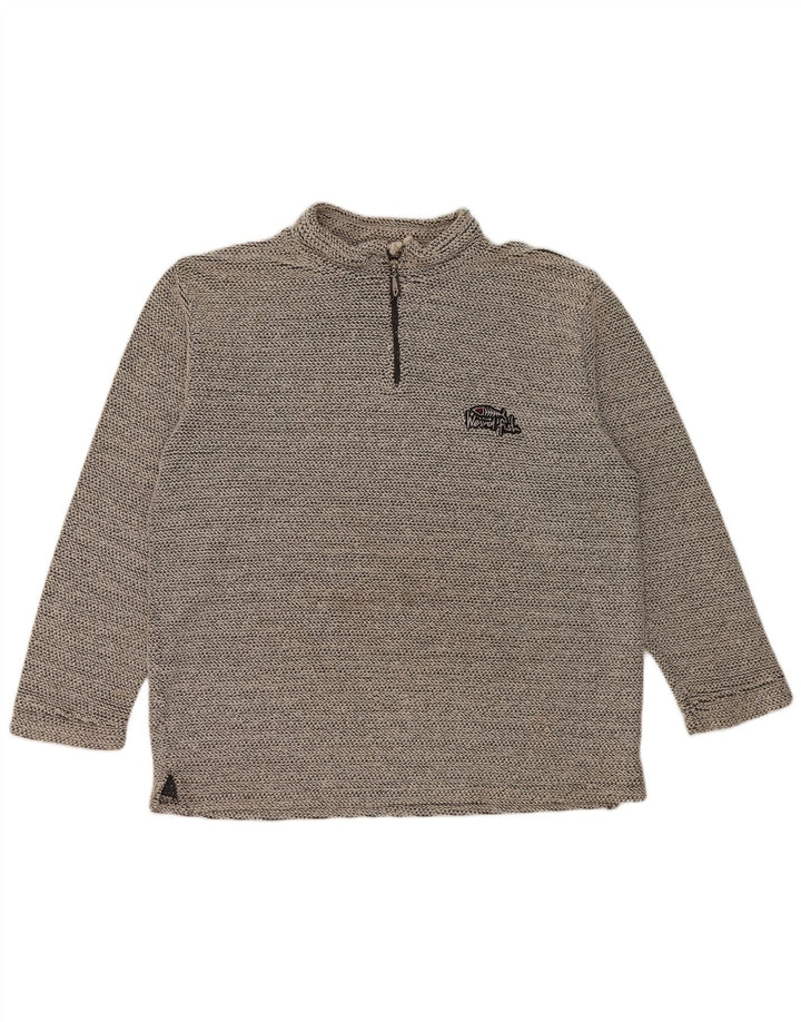 Felpa da uomo con zip a 1/4 Weird Fish, maglione XL, cotone chiazzato grigio