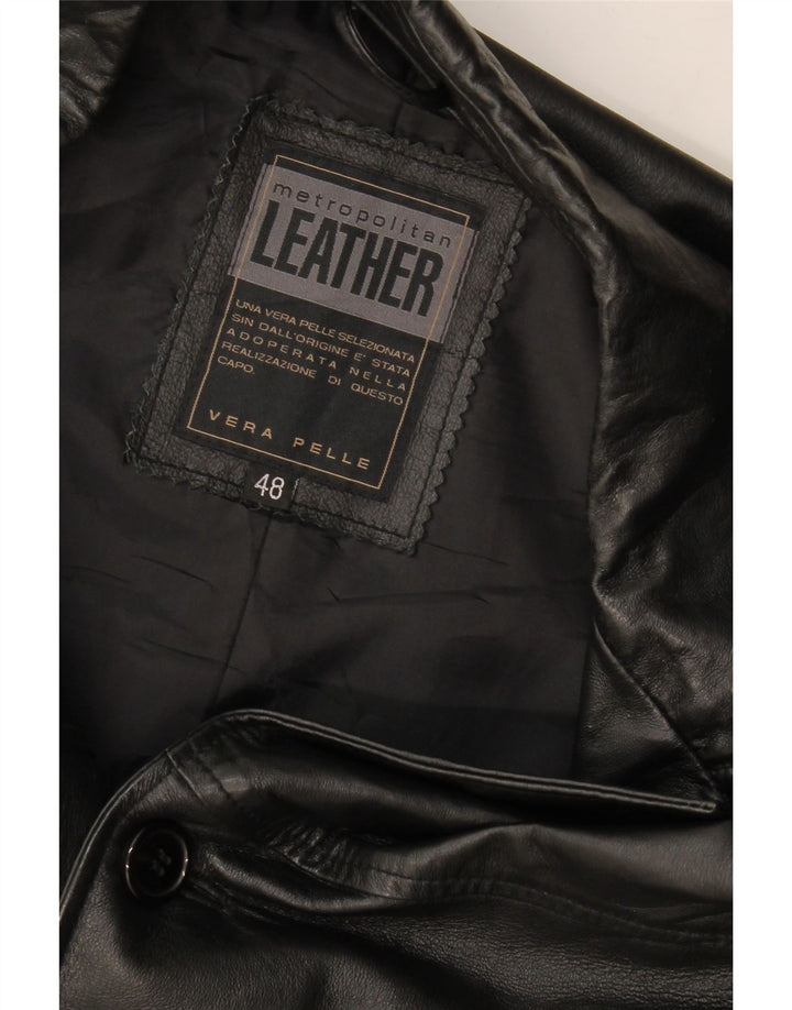 Giacca blazer in pelle da uomo a 3 bottoni Metropolitan IT 48 pelle nera media