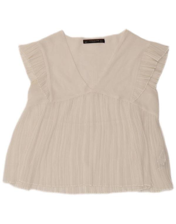 Camicetta Zara Trafaluc da donna Top UK 10 Small Poliestere bianco