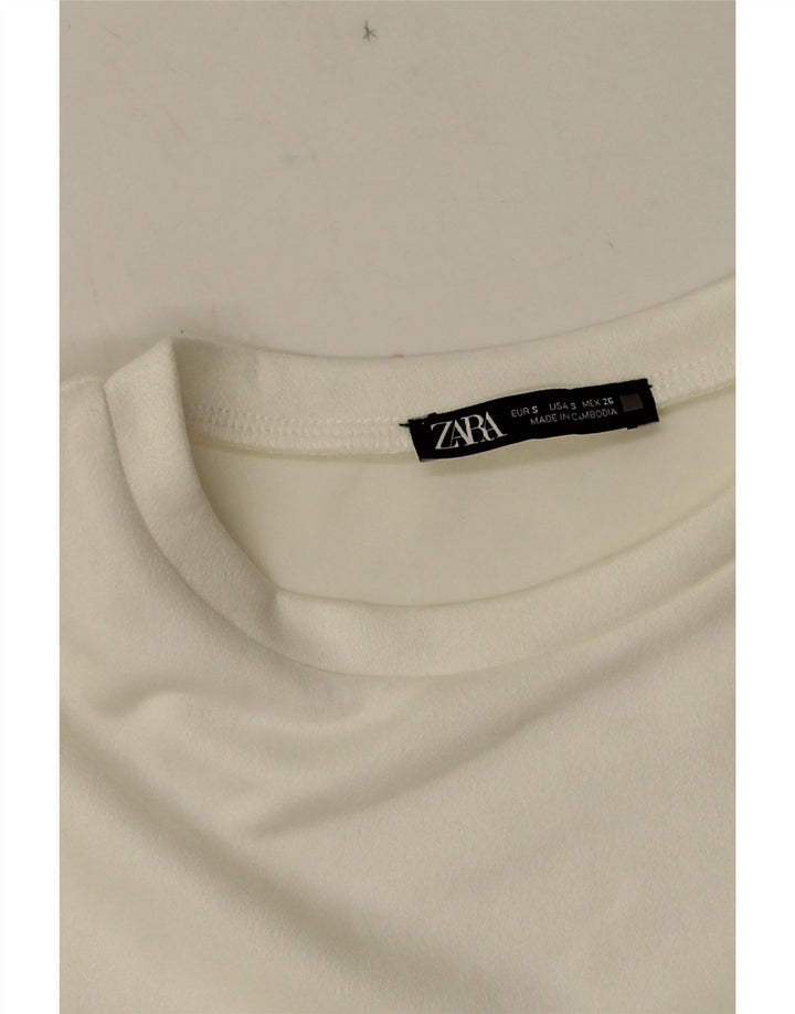 Abito a trapezio da donna ZARA UK 10 piccolo bianco floreale
