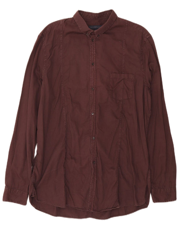 Camicia Uomo Trussardi Taglia 44 XL Cotone Bordeaux