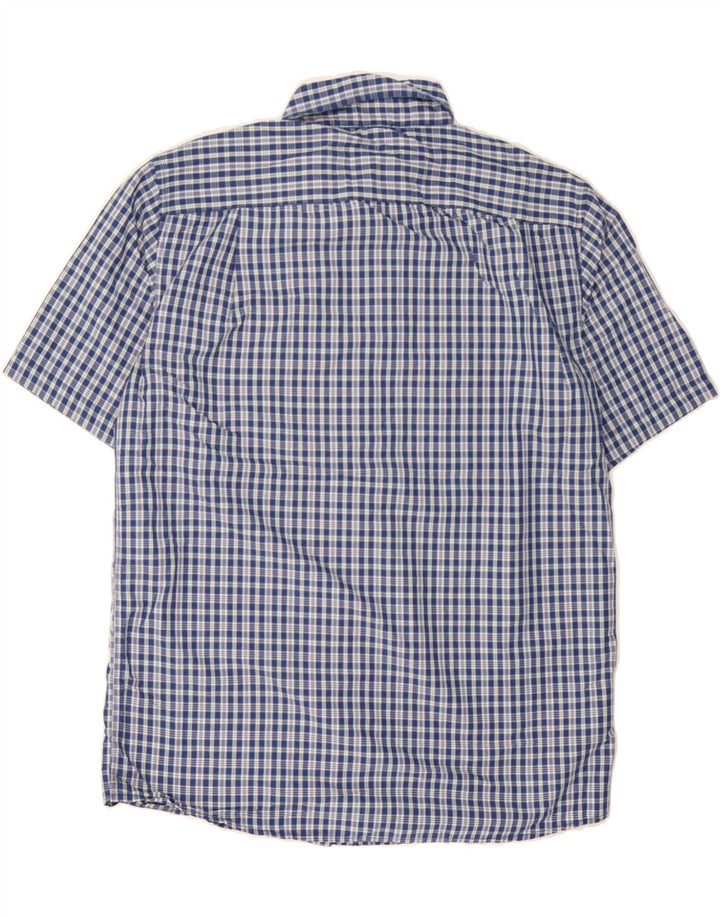EDDIE BAUER Mens Short Sleeve Shirt Medium Blue Check Polyester Vintage Eddie Bauer and Second-Hand Eddie Bauer from Messina Hembry 