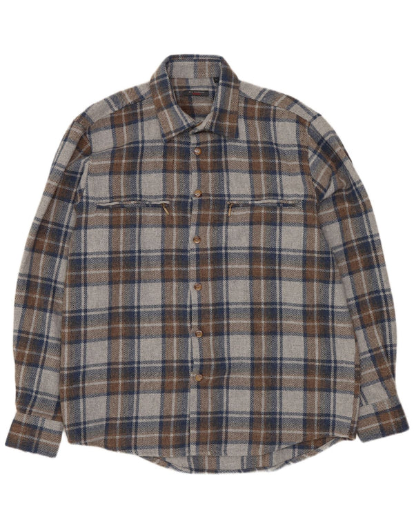 SEA BARRIER Mens Flannel Shirt Medium Grey Check
