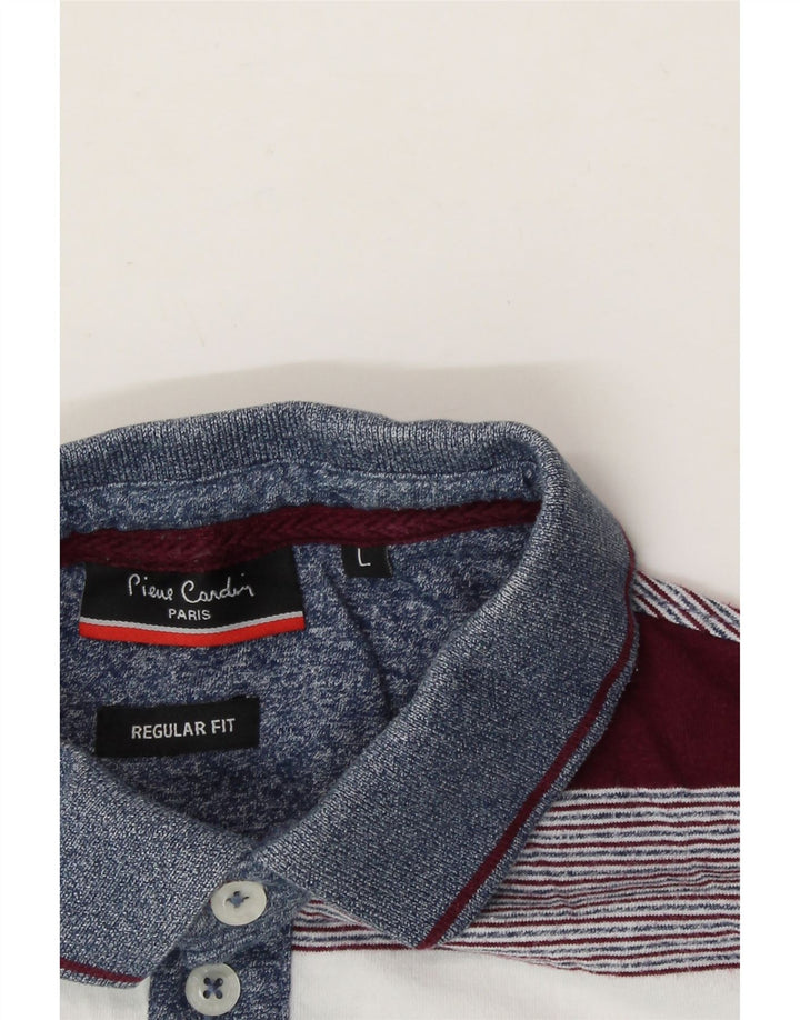 PIERRE CARDIN Mens Regular Fit Polo Shirt Large Multicoloured Striped Vintage Pierre Cardin and Second-Hand Pierre Cardin from Messina Hembry 