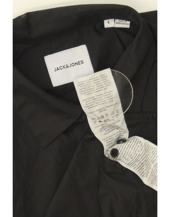 Camicia da uomo Jack & Jones grande in cotone nero