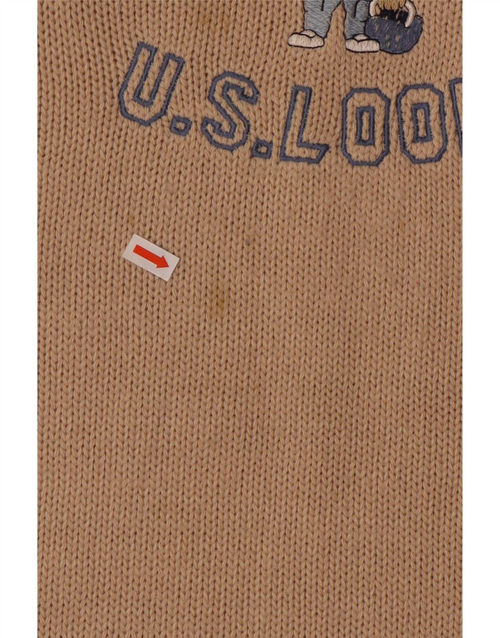 Canotta grafica vintage da uomo, grande, in acrilico beige