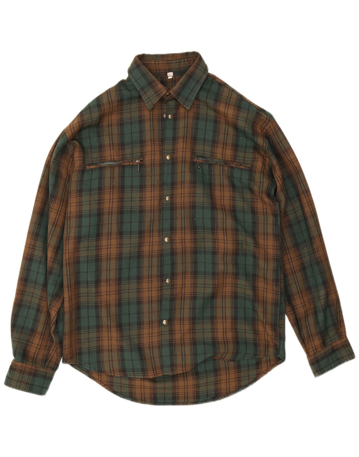 Camicia vintage da uomo in flanella a quadri verde medio