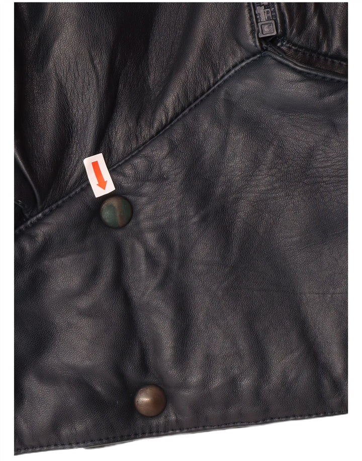 Giacca in pelle corta da donna VINTAGE UK 6 XS Blu Navy