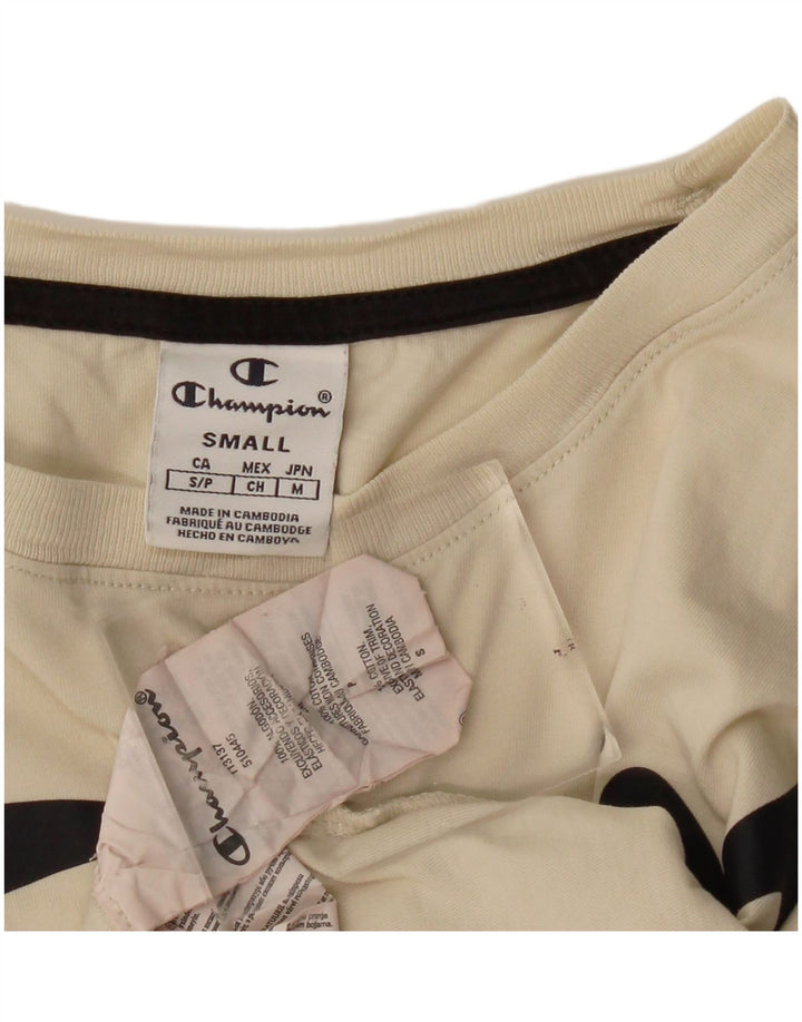 CHAMPION T-shirt grafica oversize corta da donna Top UK 10 Small Beige