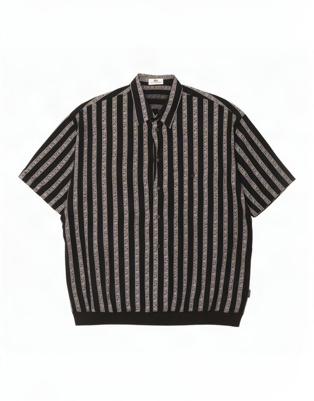 Camicia pullover vintage a maniche corte da uomo grande in viscosa Paisley nera