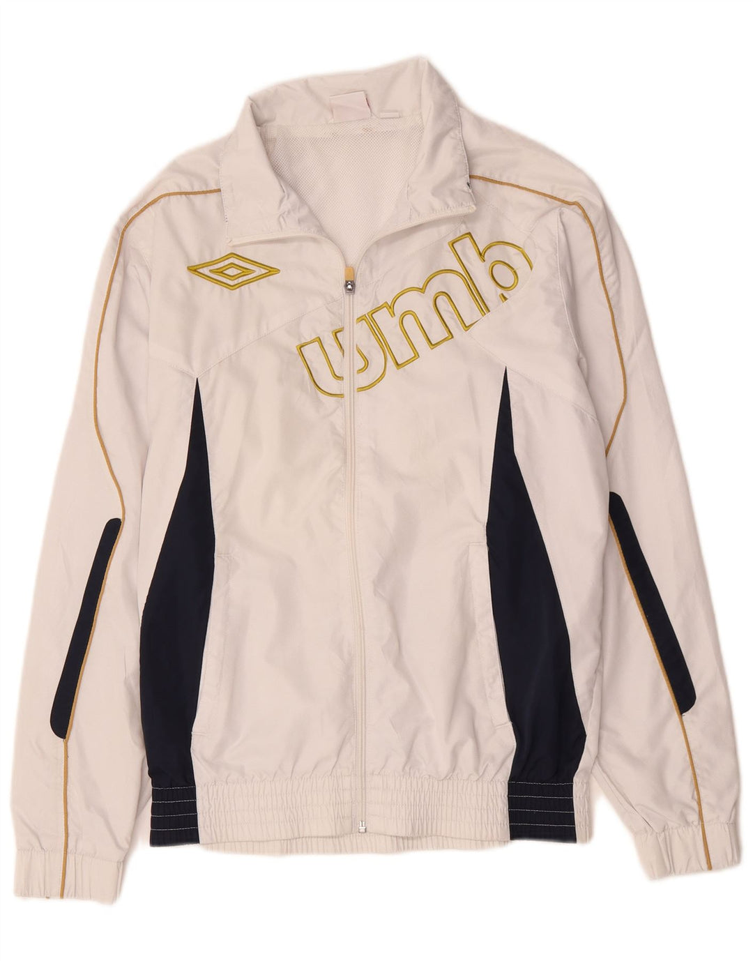 Giacca da ginnastica grafica da uomo Umbro piccola in poliestere color block bianco