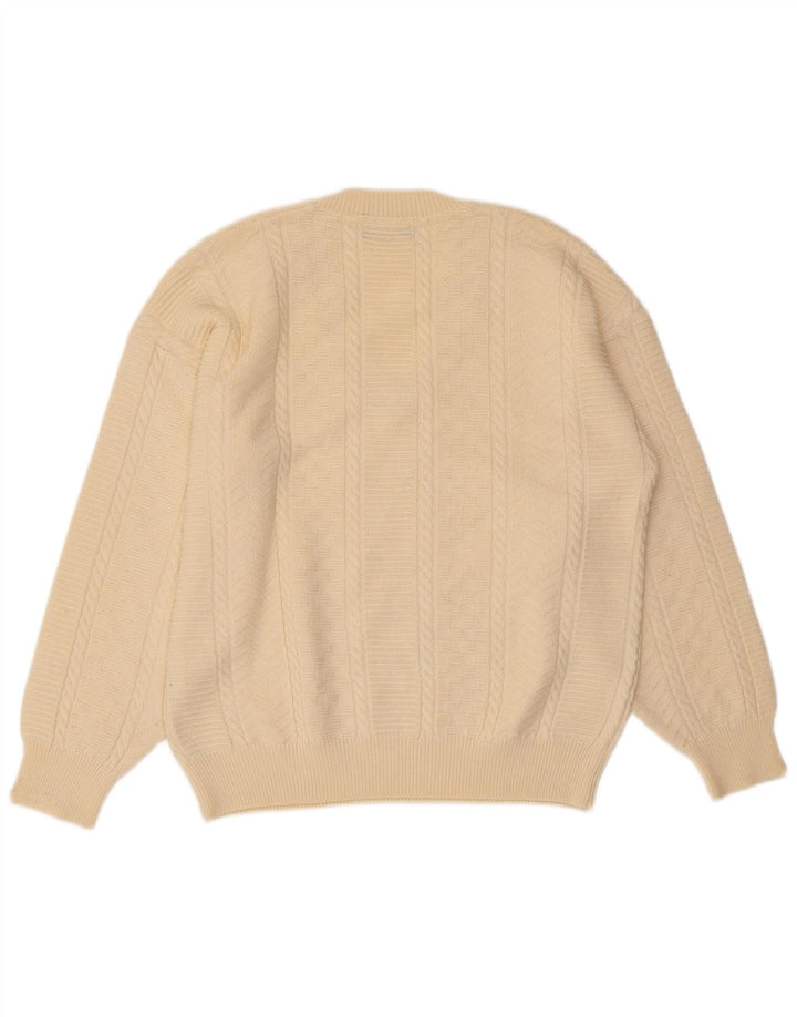 IL GRANCHIO Maglione da uomo con scollo a V medio bianco sporco