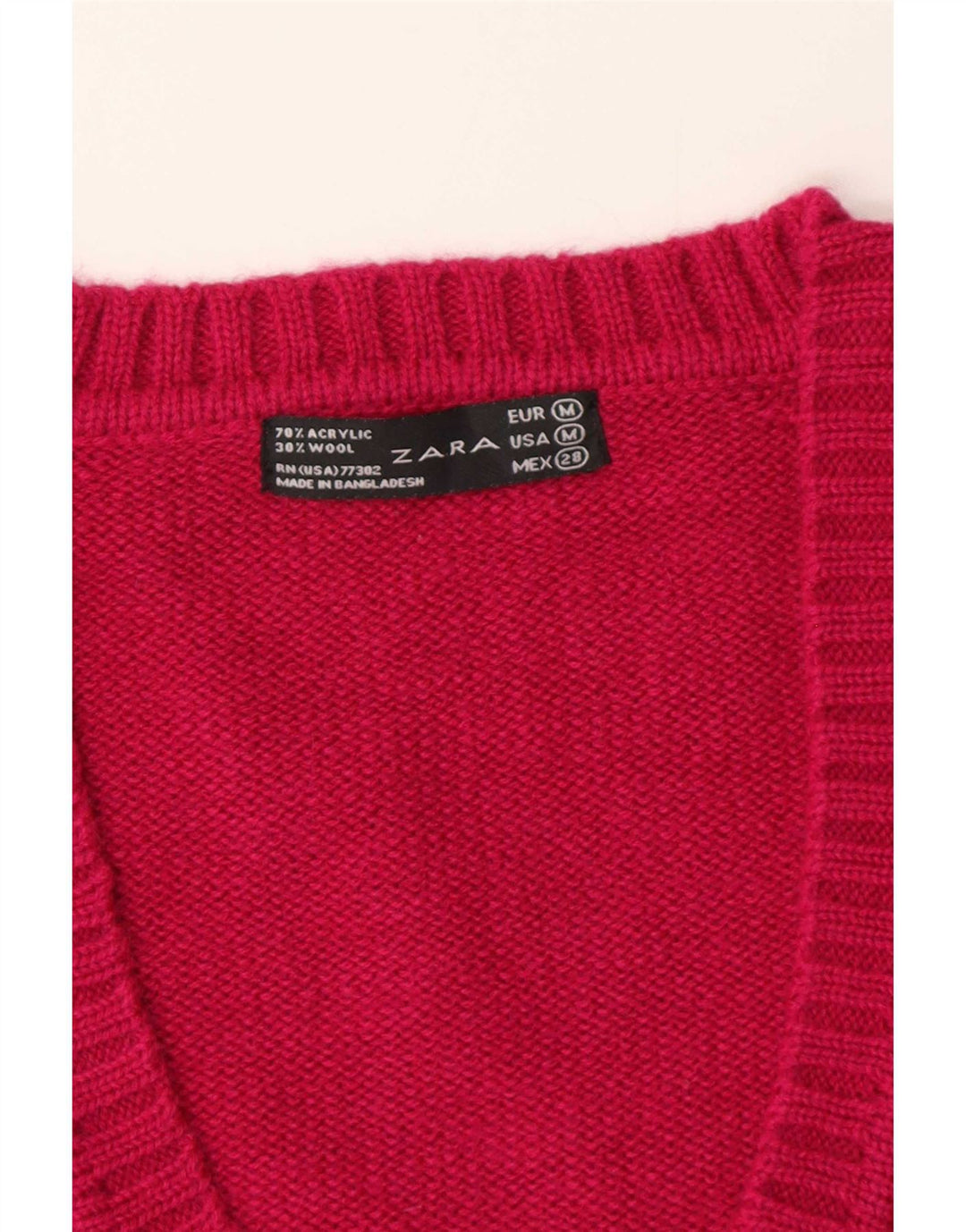 Maglione Zara da donna con scollo a V UK 14 Acrilico rosa medio