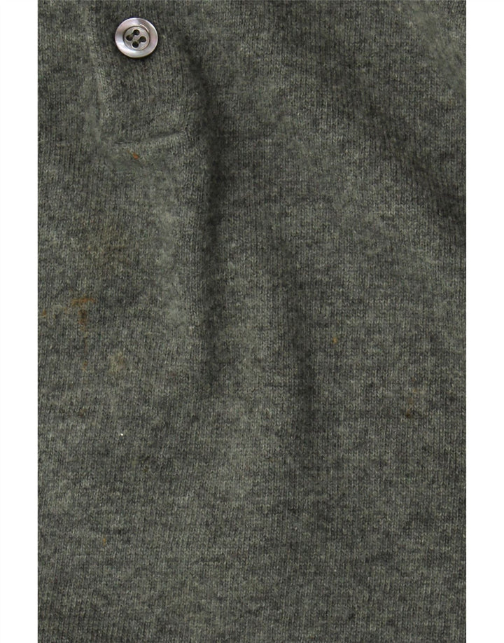 Maglione da uomo a polo Benetton da uomo piccolo in lana vergine verde