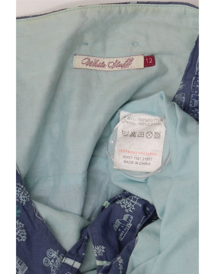 Gonna a trapezio grafica da donna di White Stuff UK 12 media W30 cotone blu