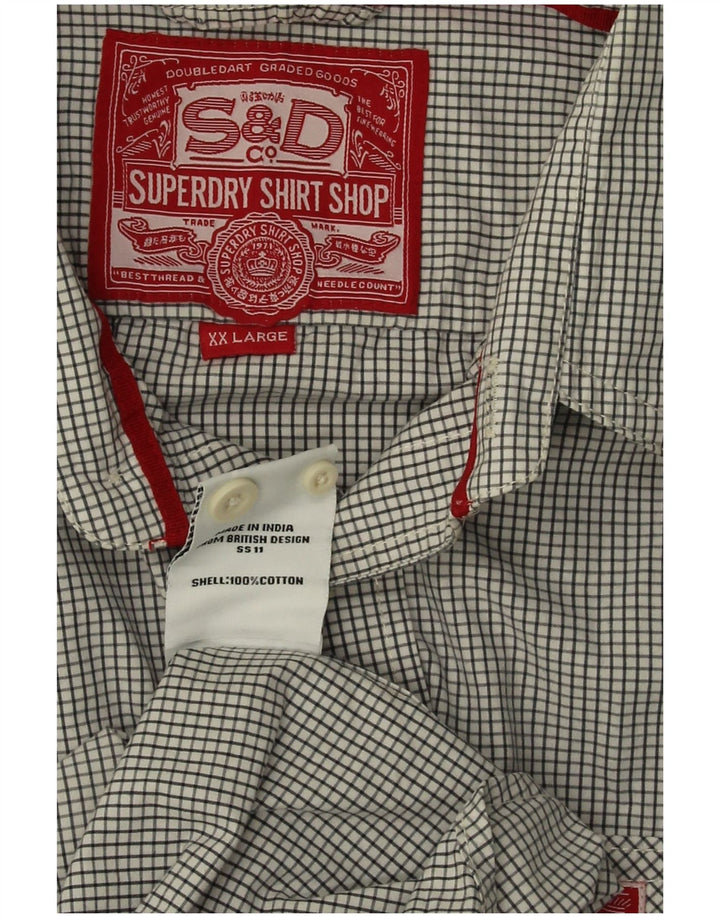 Camicia da uomo Superdry 2XL in cotone a quadri grigi
