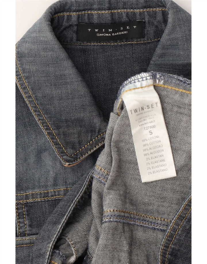 Simona Barbieri Giacca in denim Twin-Set da donna UK 10 Small Blu Cotone